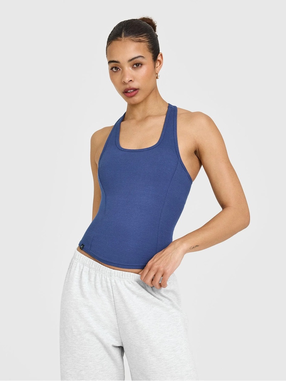 NWT ONER MELLOW™ RIB SCOOP NECK TANK TOP WITH BUILT IN BRA SHELF